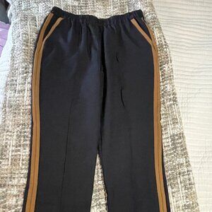 Black Jogger Pants with Tan Side Stripe – Elastic Waist - Size 10